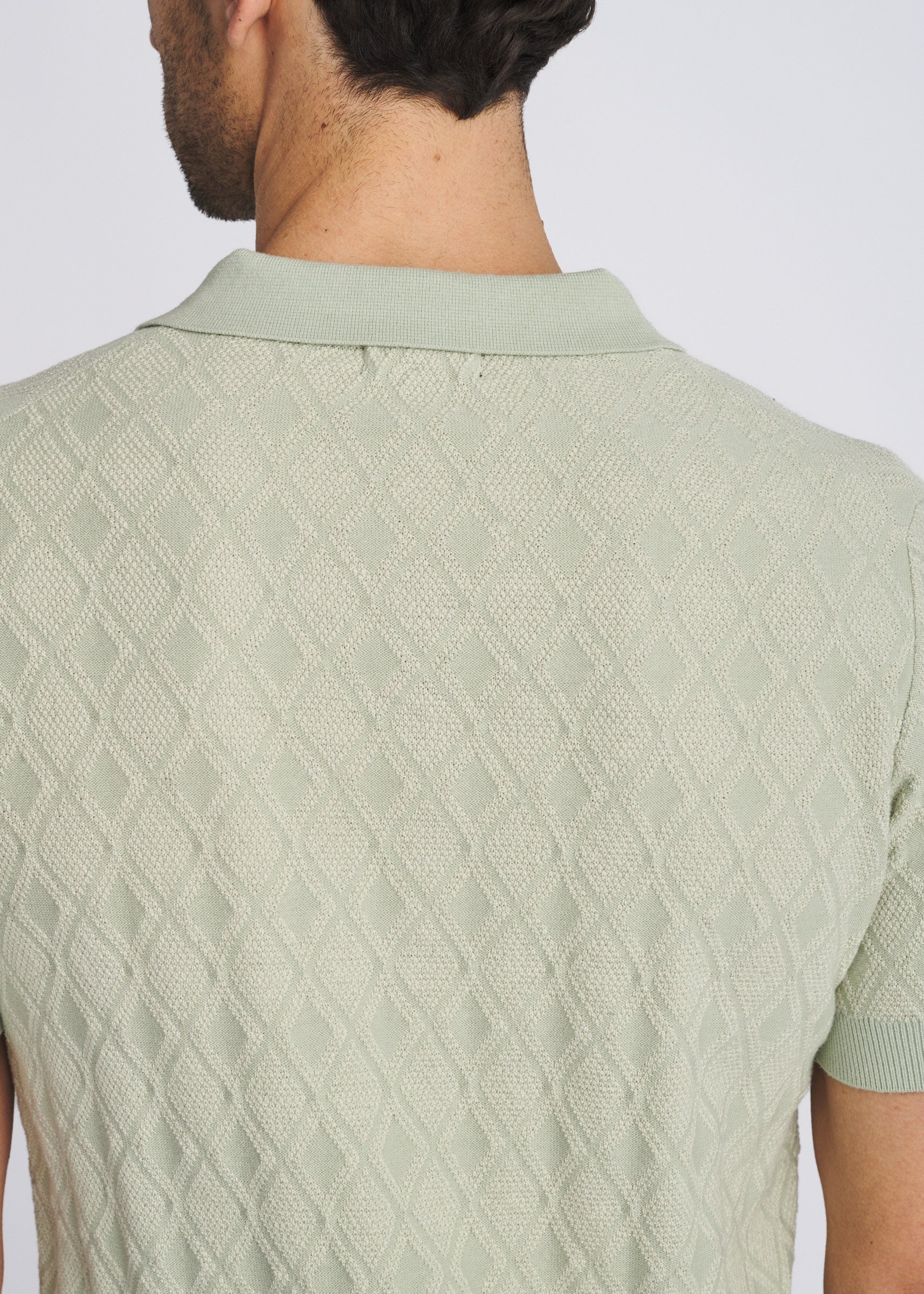 SEACREST/OFF WHITE TONAL DIAMOND COTTON 3-BUTTON KNIT POLO PM-16333