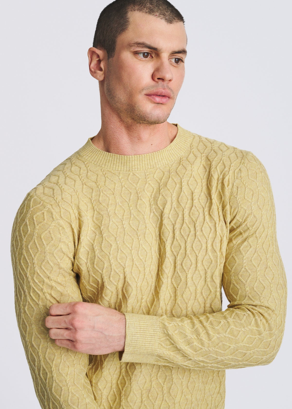 taffy CABLE KNIT CREW NECK WOOL BLEND SWEATER PM-16421