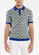 GREEN/LAVENDER SQUARES COTTON JACQUARD POLO PM-17002