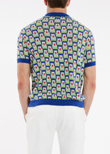 GREEN/LAVENDER SQUARES COTTON JACQUARD POLO PM-17002