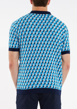 SKY/PINK 3D CUBES COTTON JACQUARD POLO PM-17005