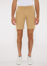 ALMOND KHAKI 8"INSEAM SOLID SLUB KNIT FLEECE SHORT PM-2440