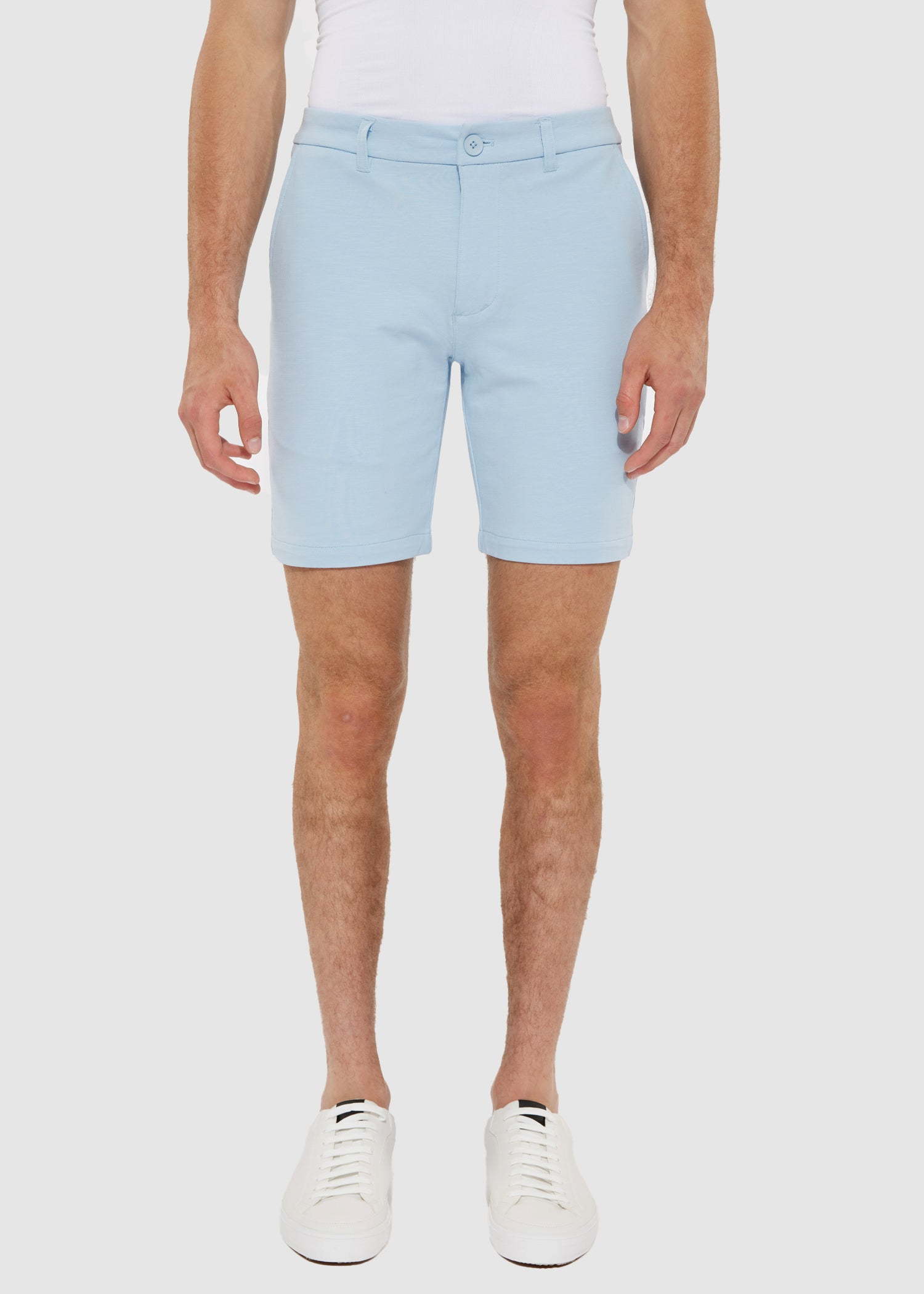 SKY BLUE 8"INSEAM SOLID SLUB KNIT FLEECE SHORT PM-2440