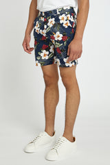NAVY/RED HIBISCUS 8" INSEAM WOVEN STRETCH SHORTS PM-2455-01