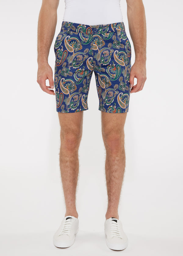 ROYAL/SPICE PAISLEY 8" PRINTED STRETCH WOVEN SHORTS PM-24701- Final Sale