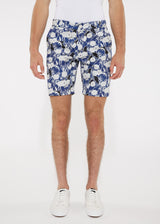 BLACK/BLUE FLORAL 8" PRINTED STRETCH WOVEN SHORTS PM-24703