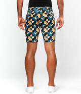 CAMEL/MARINE CIRCLES 8" PRINTED STRETCH WOVEN SHORTS PM-24706