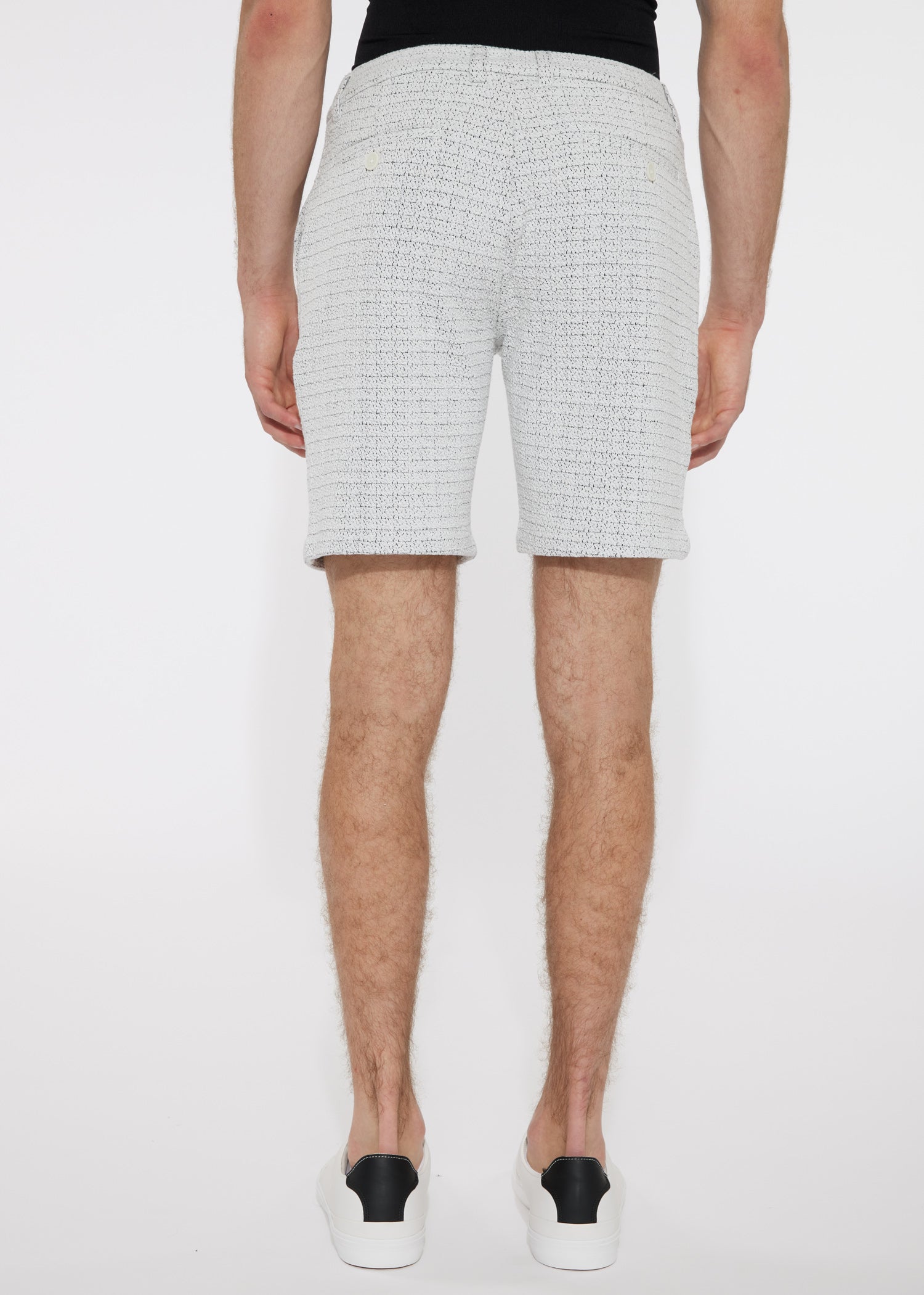 WHITE PINPOINT STRETCH KNIT 8" SHORTS PM-2501