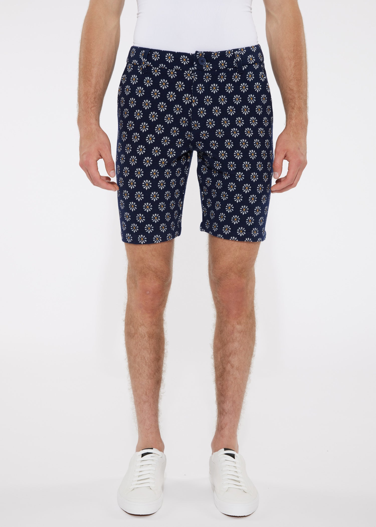 NAVY FLORAL 8" INSEAM KNIT TEXTURED JACQUARD SHORT PM-2503
