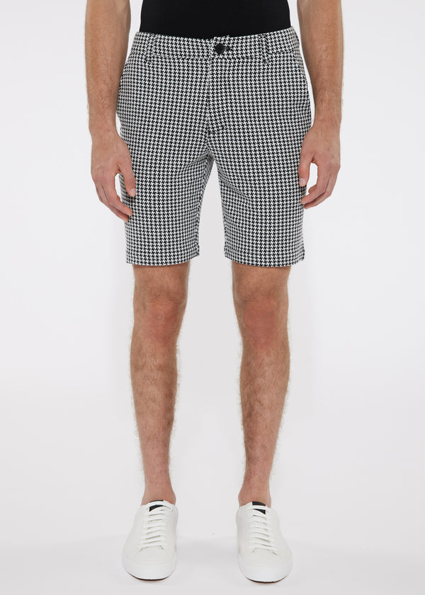 BLACK/WHITE HOUNDSTOOTH 8" INSEAM KNIT TEXTURED JACQUARD SHORT PM-2506 Final Sale