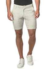 AMBER/SLATE CHECK 8" INSEAM STRETCH KNIT PRINTED CHECKS SHORT PM-2525