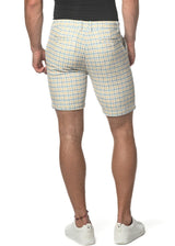 AMBER/SLATE CHECK 8" INSEAM STRETCH KNIT PRINTED CHECKS SHORT PM-2525