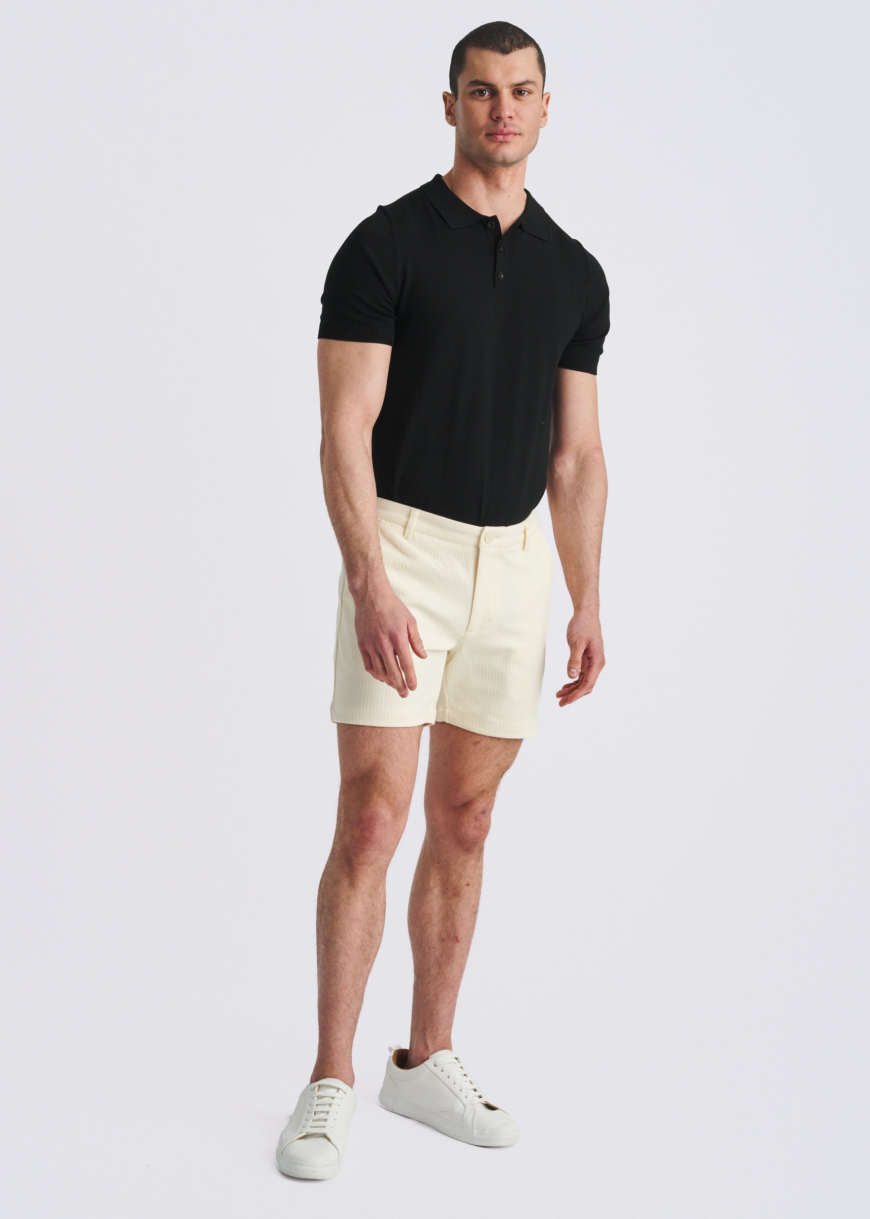 IVORY GLADE 6" INSEAM TEXTURED STRETCH KNIT CHINO SHORTS PM-2530-02