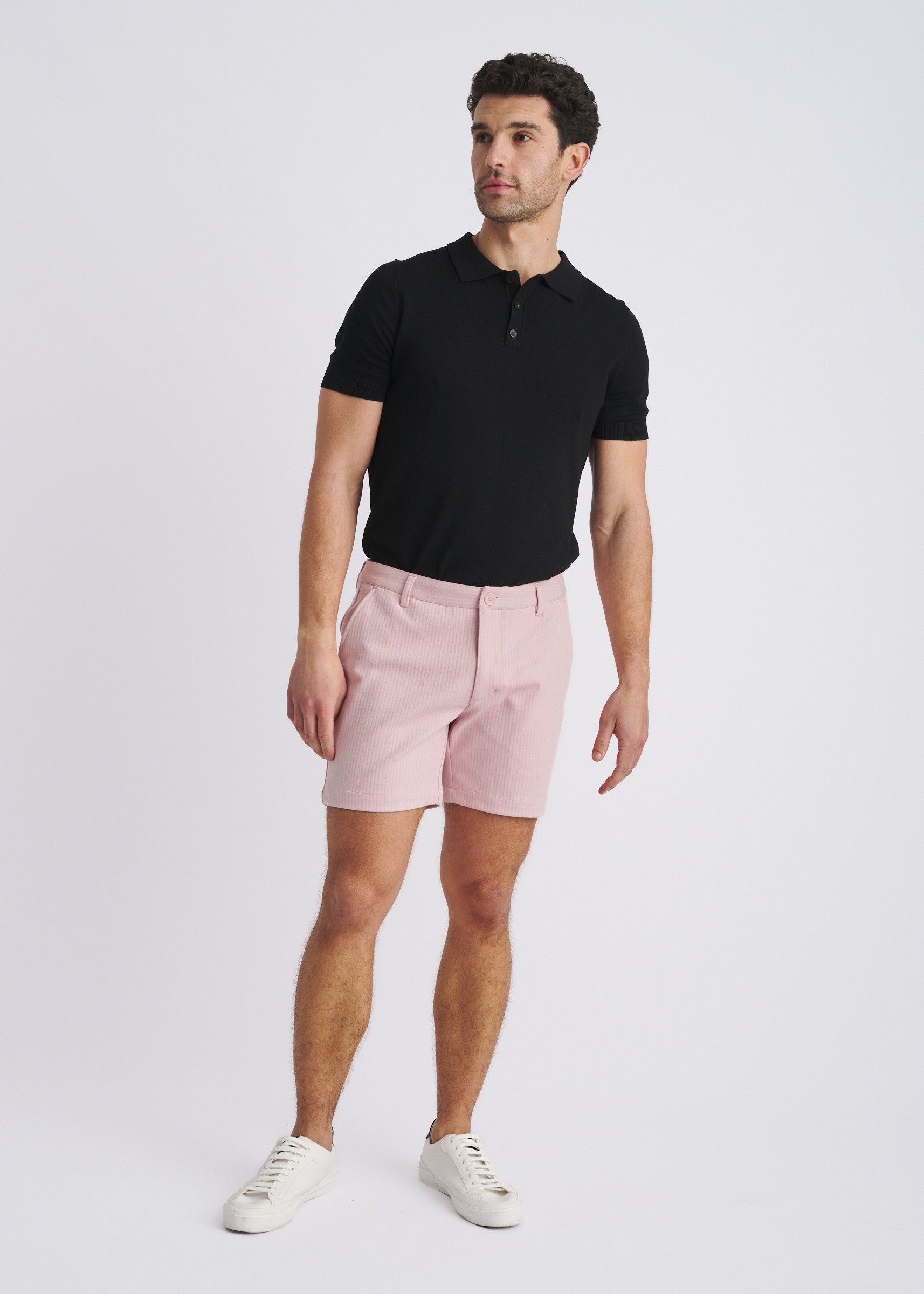 PALE LILAC 6" INSEAM TEXTURED STRETCH KNIT CHINO SHORTS PM-2530-02