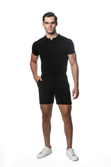 BLACK 6" INSEAM TEXTURED STRETCH KNIT CHINO SHORT PM-2530