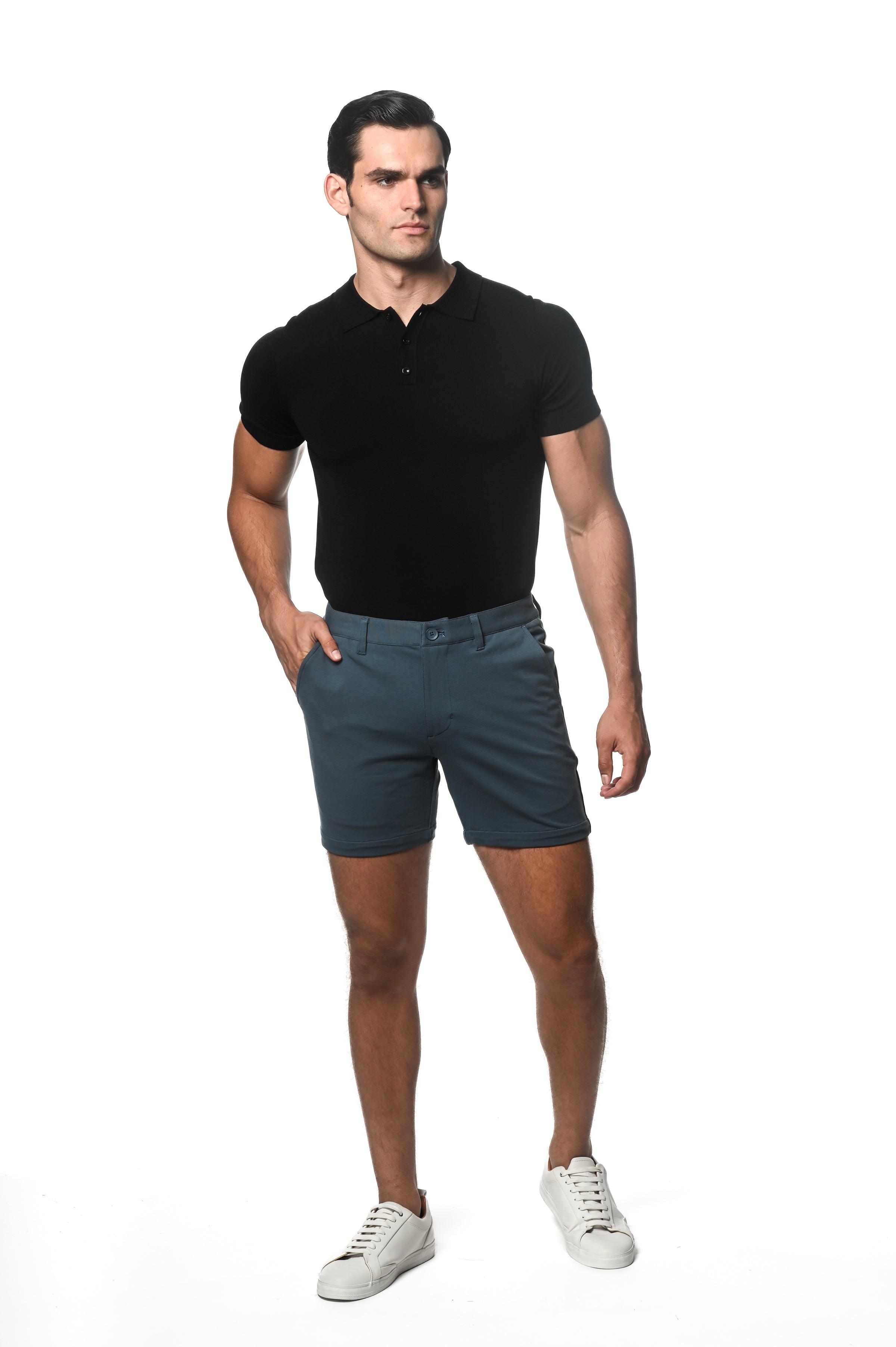 BLUE STONE 6" INSEAM TEXTURED STRETCH KNIT CHINO SHORT PM-2531