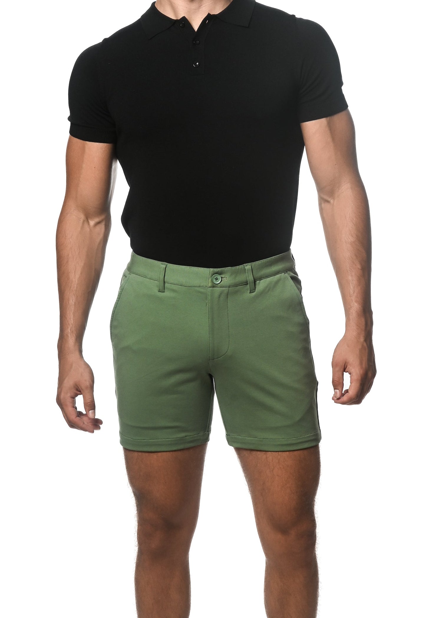 PALM GREEN 6" INSEAM TEXTURED STRETCH KNIT CHINO SHORT PM-2531