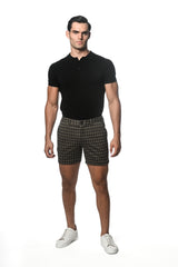 NAVY/KHAKI HOUNDSTOOTH 6"INSEAM JACQUARD STRETCH KNIT CHINO SHORT PM-2532