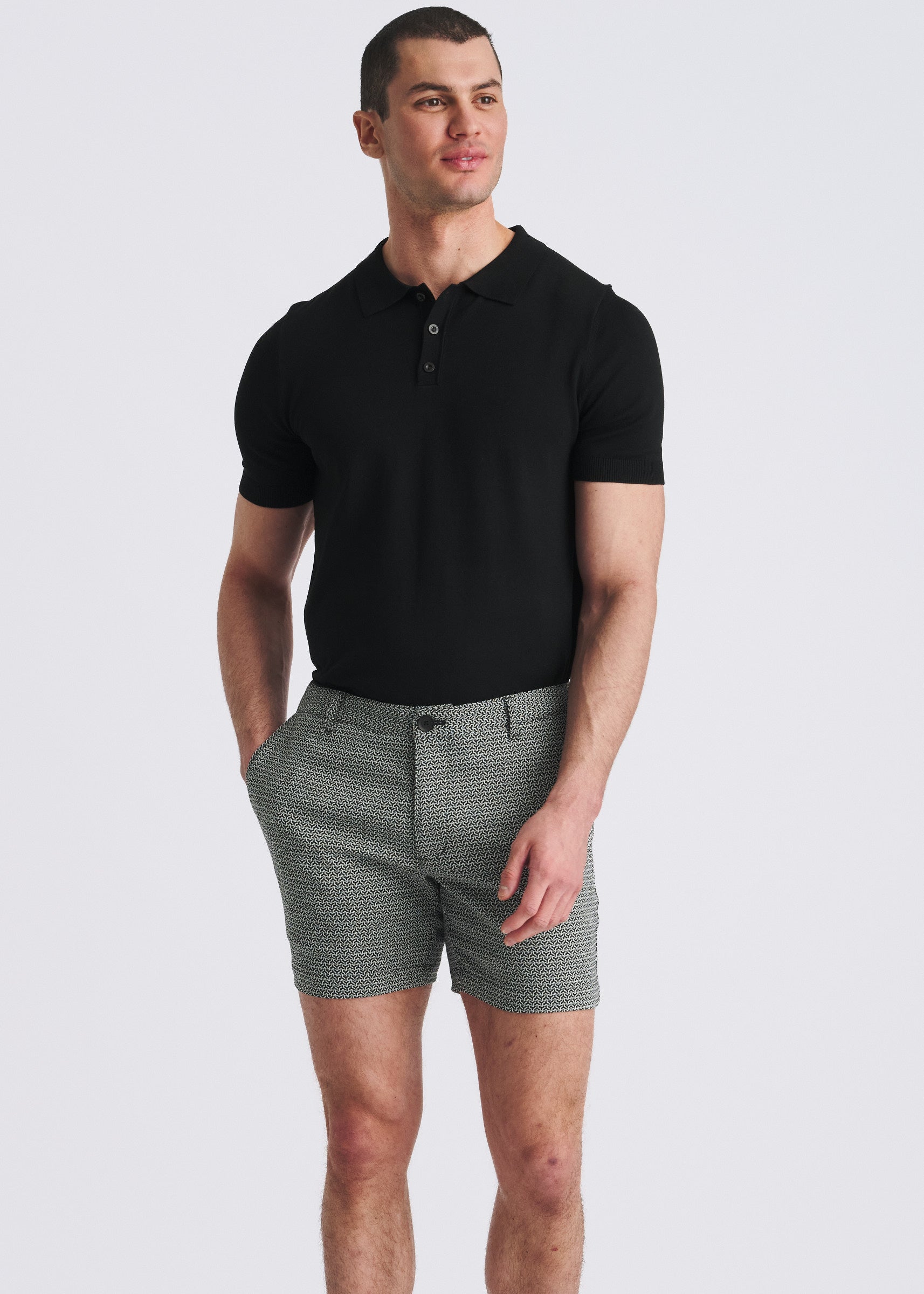 BLACK/WHITE LINKS 6" INSEAM STRETCH WOVEN CHINO SHORTS PM-2550