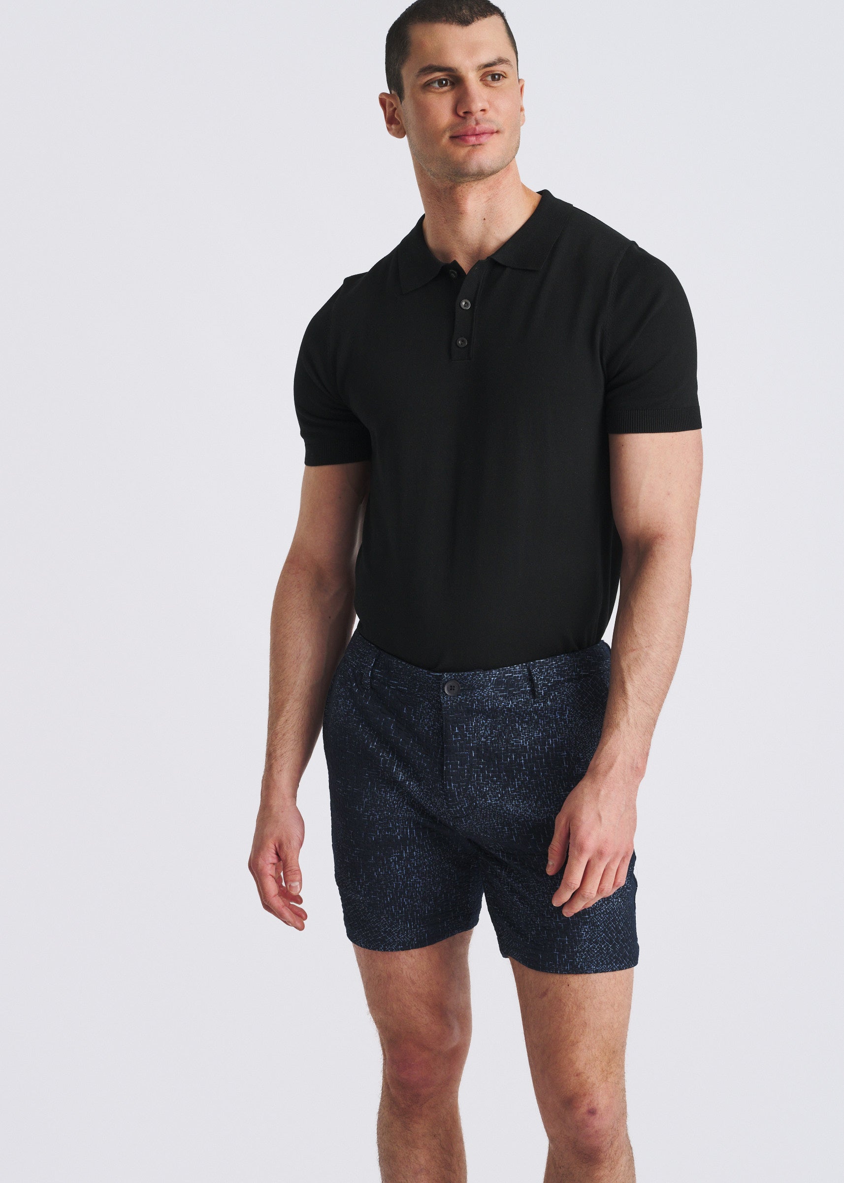 PACIFIC/MARINA ABSTRACT 6" INSEAM JACQUARD STRETCH KNIT CHINO SHORTS PM-2554
