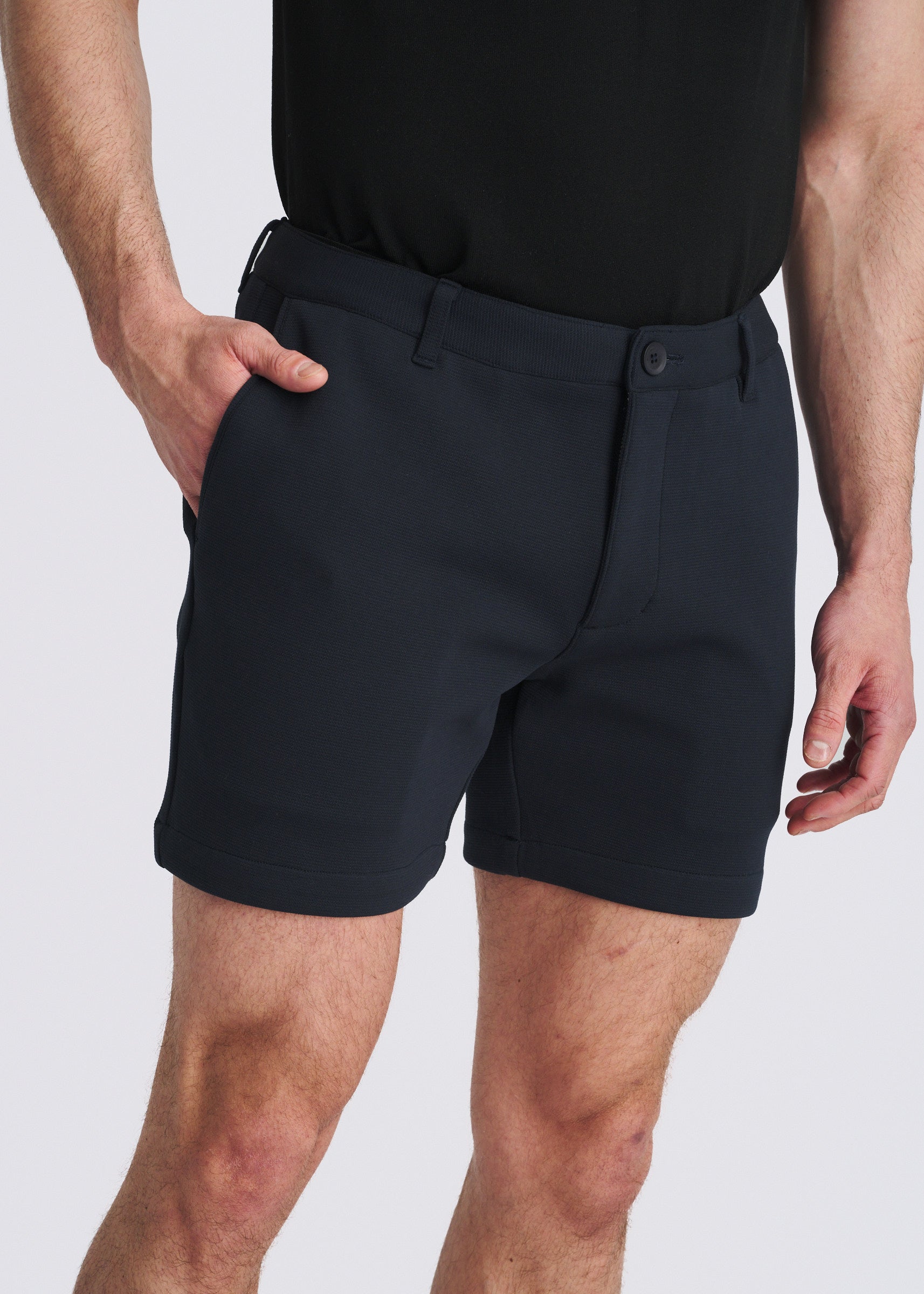 NAVY 6" INSEAM STRETCH KNIT CHINO SHORTS PM-2558