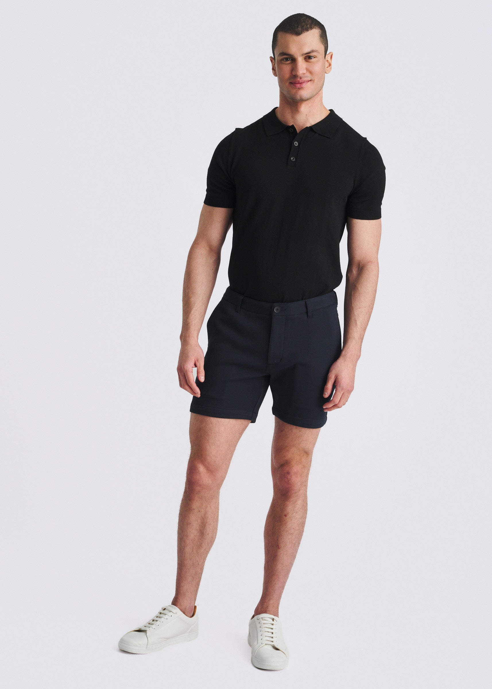 NAVY 6" INSEAM STRETCH KNIT CHINO SHORTS PM-2558