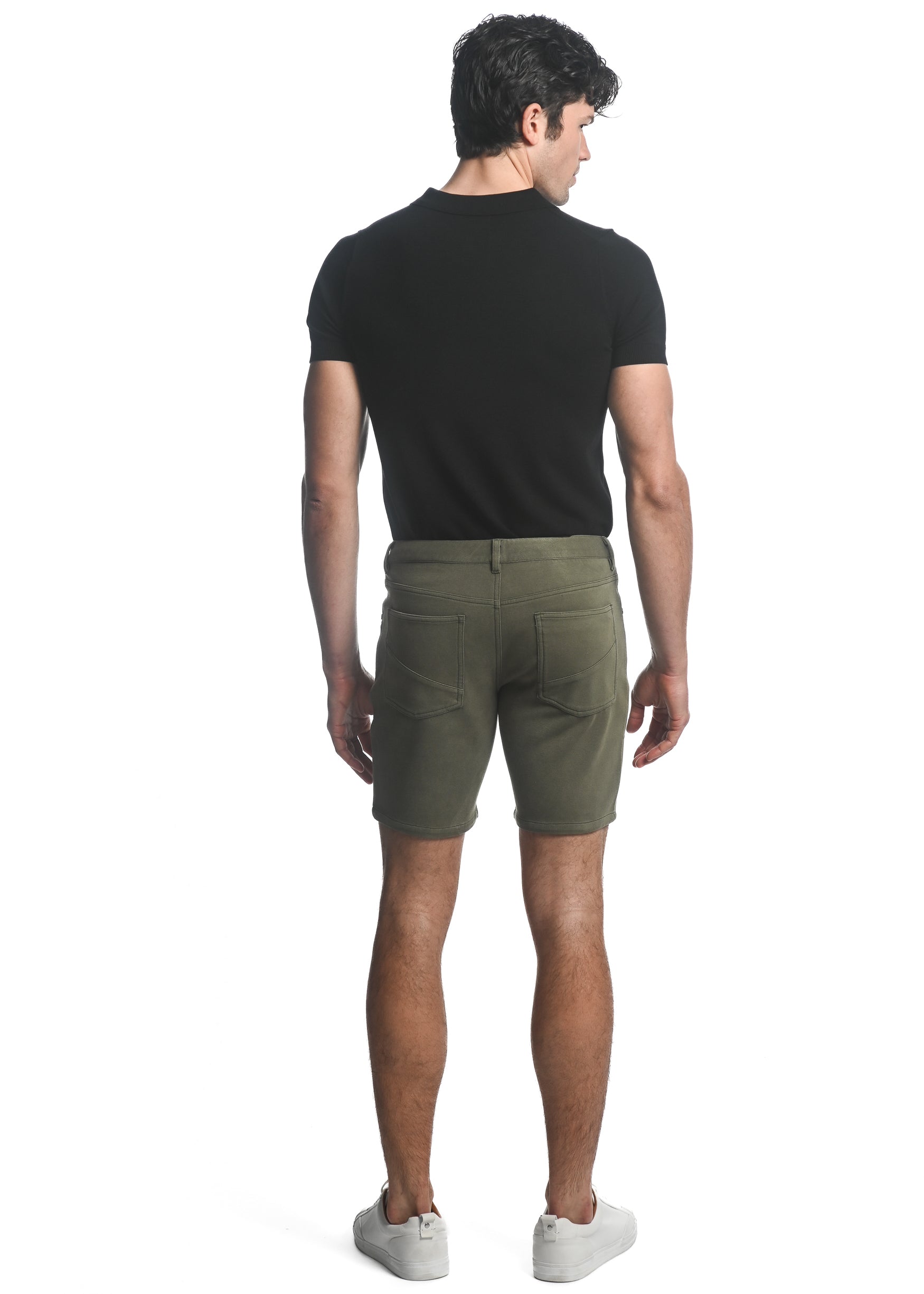 SAGE GREEN 8" INSEAM VINTAGE WASH STRETCH JEANS SHORTS PM-3032