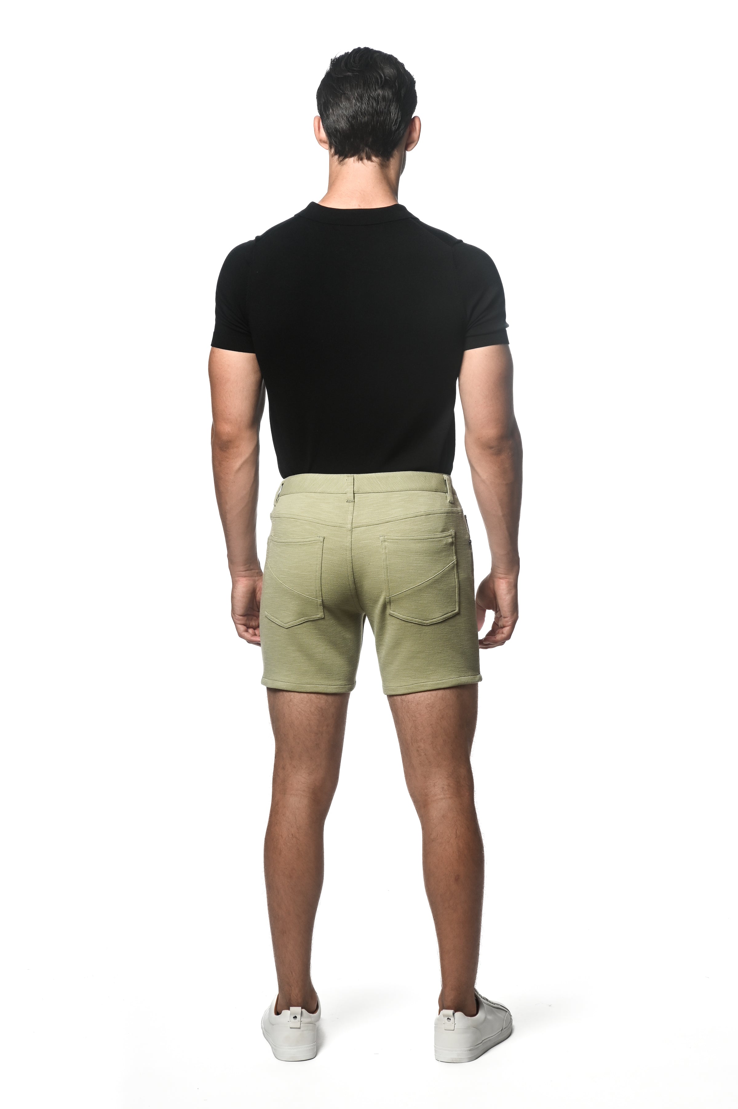 SAGE 6" INSEAM TEXTURED STRETCH KNIT JEANS SHORT PM-3046-SAGE