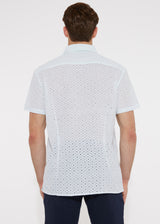 SKY BLUE COTTON EYELET WOVEN SHORT SLEEVE SHIRT PM-43003