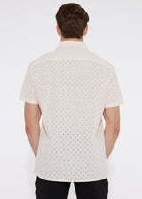 LIGHT PINK COTTON EYELET WOVEN SHORT SLEEVE SHIRT PM-43004