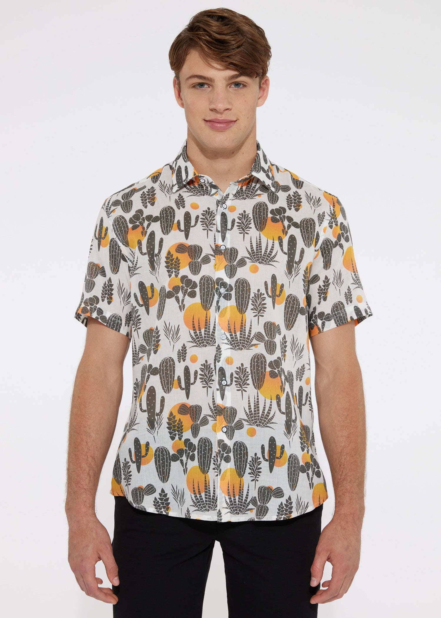 CACTUS SUNRISE TENCEL/LINEN SHORT SLEEVE WOVEN SHIRT PM-45003