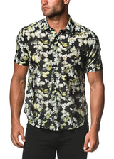 WHITE ORCHIDS COTTON/SILK SHORT SLEEVE WOVEN SHIRT PM-46017