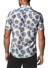 PURPLE/MINT STUMPS COTTON/SILK SHORT SLEEVE WOVEN SHIRT PM-46018