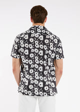 BLACK/WHITE FLORAL TENCEL/COTTON SHORT SLEEVE WOVEN CAMP SHIRT PM-47004
