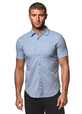 SKY MOSAIC COTTON JACQUARD SHORT SLEEVE SHIRT PM-48013