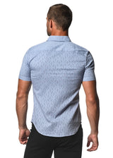 SKY MOSAIC COTTON JACQUARD SHORT SLEEVE SHIRT PM-48013
