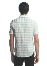 GREEN/ WHITE DIAMONDS COTTON JACQUARD SHORT SLEEVES WOVEN SHIRT PM-48022
