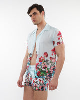 MINT/MULTI FLORAL PRINTED SHORT SLEEVES WOVEN MODAL BORDER SHIRT PM-49017