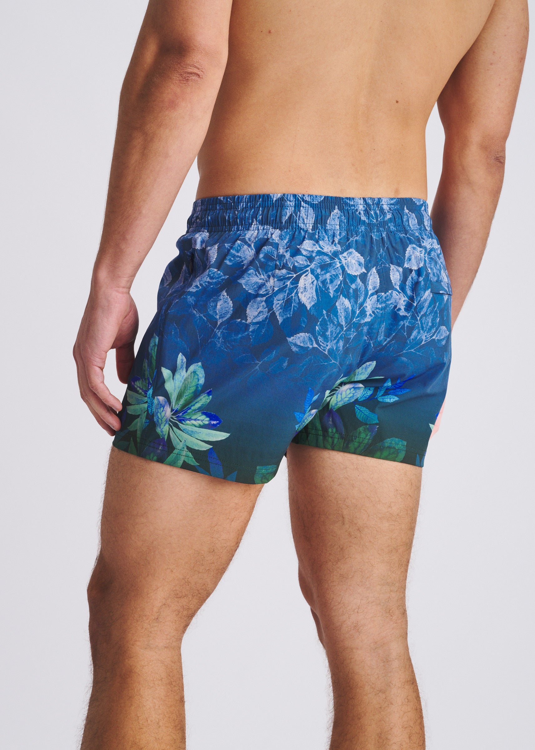 PEACOAT/FOREST LEAVES 2.5"INSEAM PRINTED SWIM SHORTS W/MESH LINING PM-6002-71