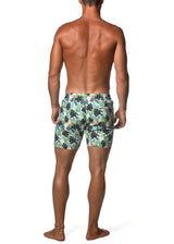 GREEN/NAVY LEAVES MORITZ 6" INSEAM SWIM SHORT PM-6004-51