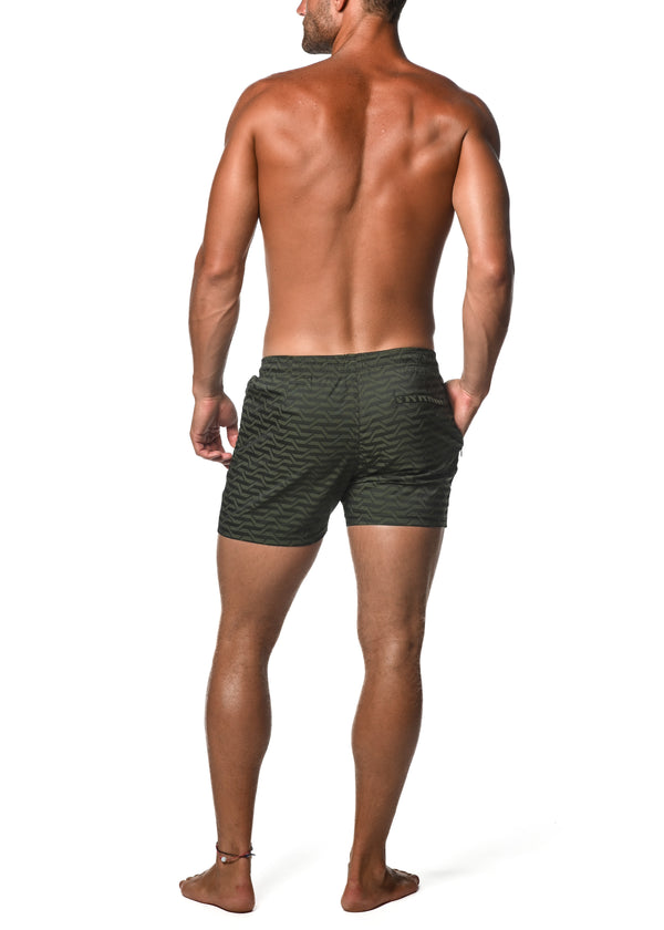 ARMY WAVES 4.5" INSEAM JACQUARD STRETCH SWIM SHORT WITH MESH LINER PM-6016