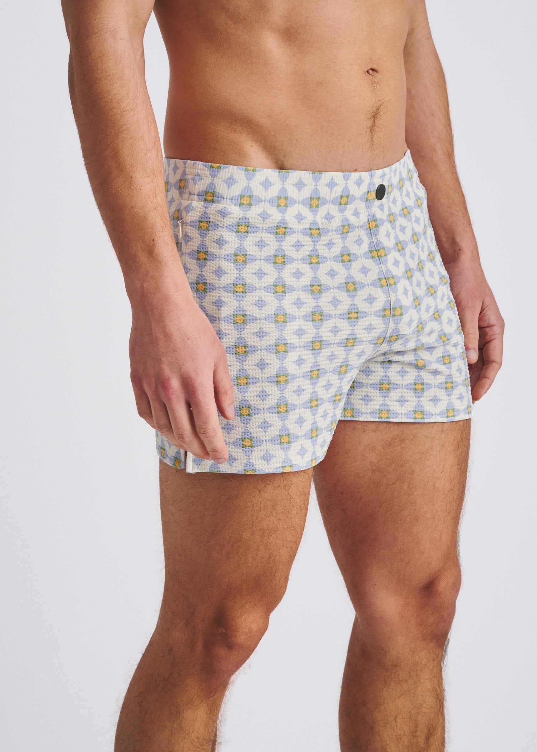 SLATE/LATTE FLORAL SEERSUCKER PRINTED SWIM SHORTS W/MESH LINING PM-6018-57