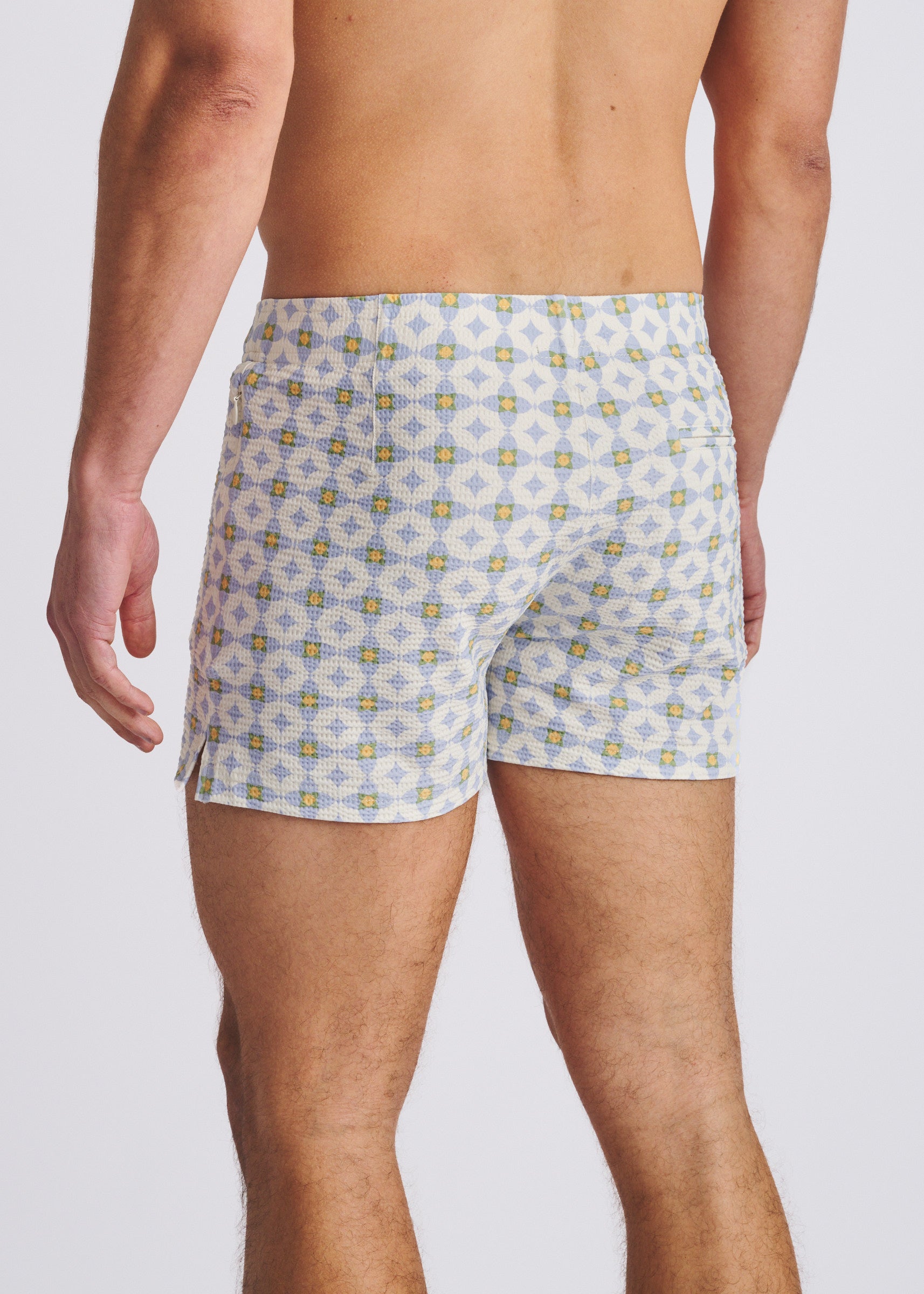 SLATE/LATTE FLORAL SEERSUCKER PRINTED SWIM SHORTS W/MESH LINING PM-6018-57
