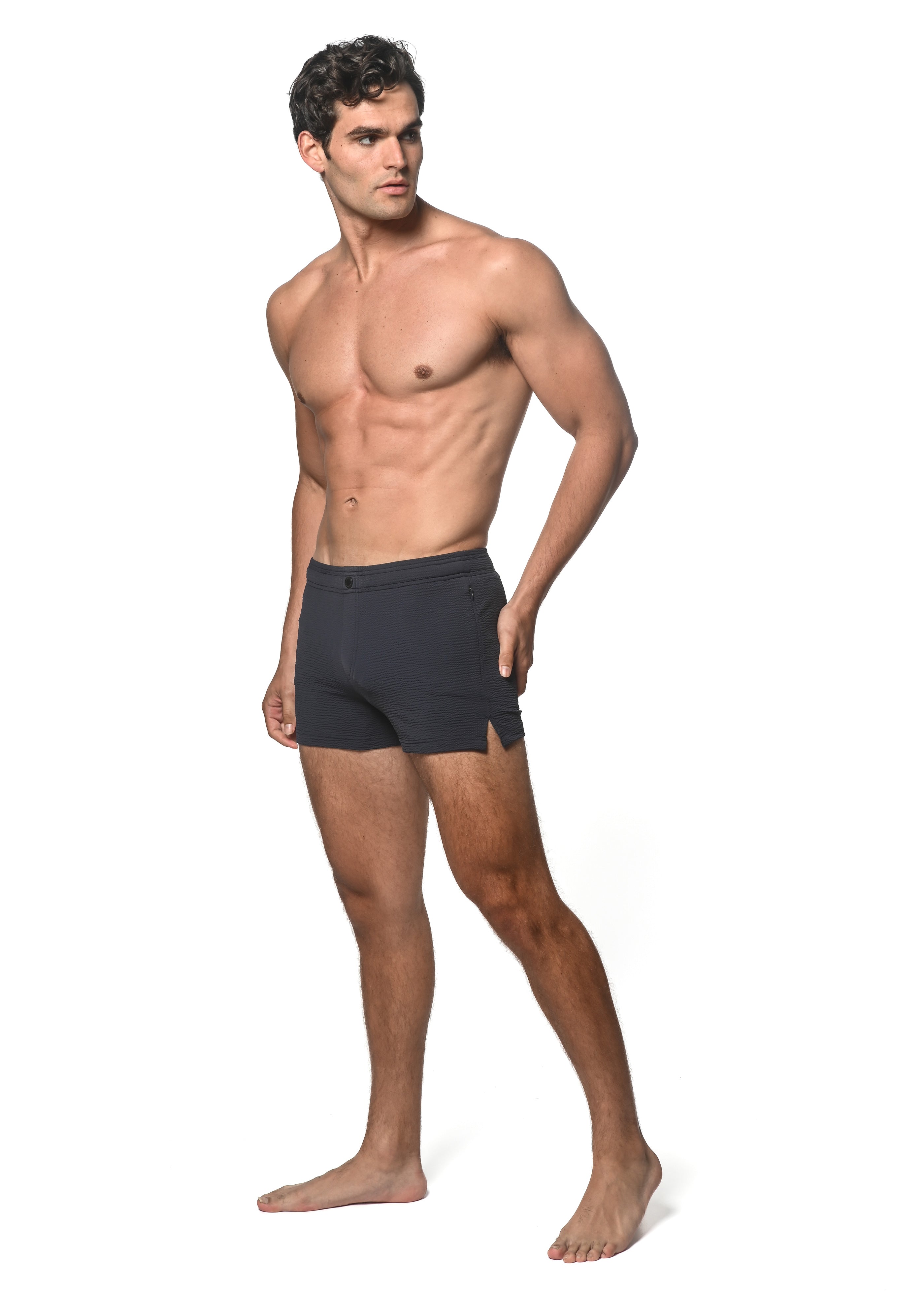 NAVY SOLID SEERSUCKER SWIMSHORT W/ MESH LINING PM-6030-NAVY
