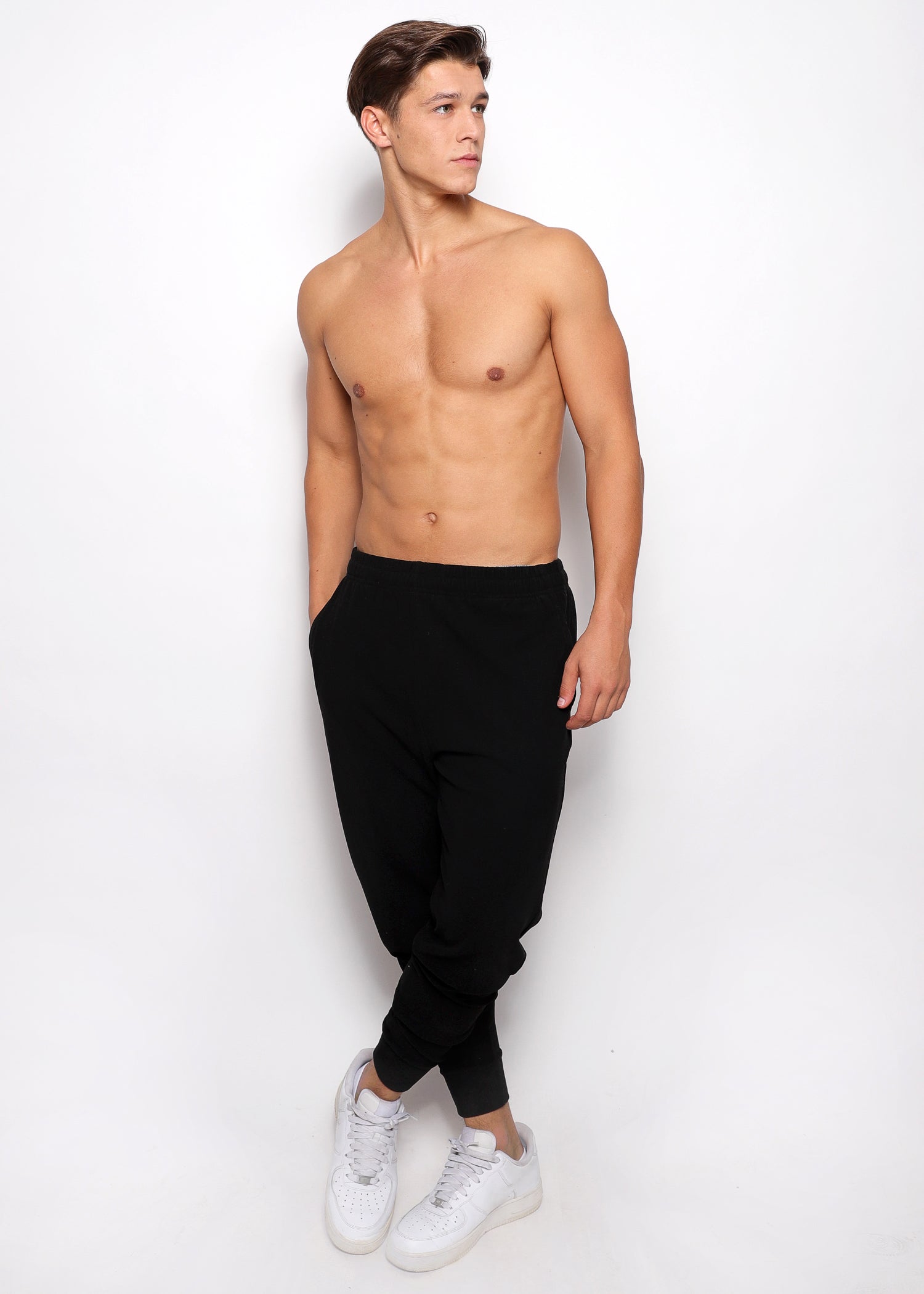 BLACK STRETCH KNIT JOGGER W/ CUFF PM-75013