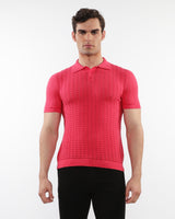 CORAL REEF TEXTURED CHEVRON  3-BUTTON COTTON  KNITTED POLO PM-16236
