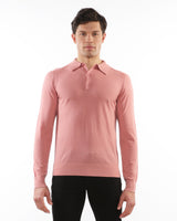 PUNCH 3-BUTTON LIGHTWEIGHT FINE KNIT WOOL POLO SWEATER PM-16412