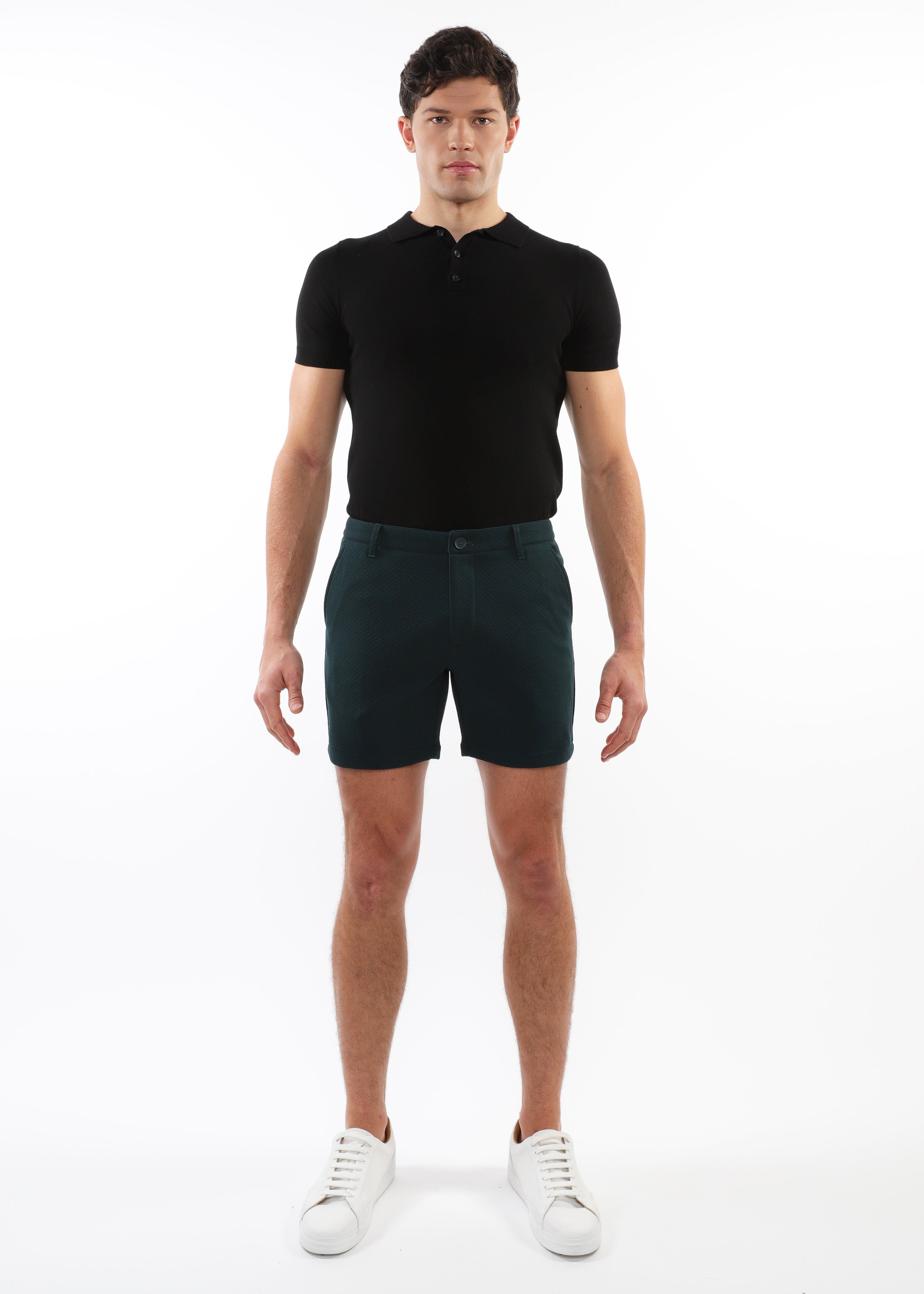 HUNTER 6" INSEAM TEXTURED JACQUARD STRETCH KNIT CHINO SHORTS PM-2533