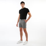 BLACK/WHITE HONEYCOMB 6" INSEAM TEXTURED JACQUARD STRETCH  CHINO SHORTS PM-2535-03
