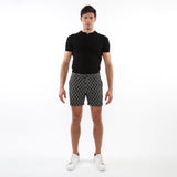 BLACK/WHITE CROSSHATCH 6" INSEAM TEXTURED JACQUARD STRETCH CHINO SHORTS PM-2538